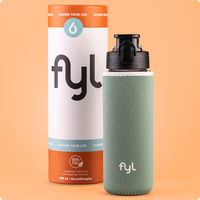 fyl Glas-Trinkflasche mit Überzug (600ml)