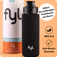 fyl Glas-Trinkflasche mit Überzug (600ml)